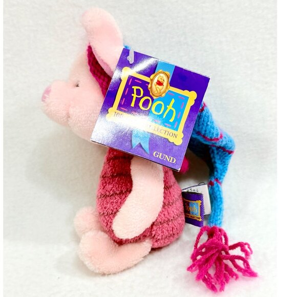 Piglet Plush Toy With Knit Elf Hat By Gund For Disney - Swing/Tush Tags Intact - Picture 4 of 12
